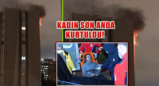 Ataşehir’de Yangında Koli Bandıyla Bağlanmış Kadın Kurtarıldı