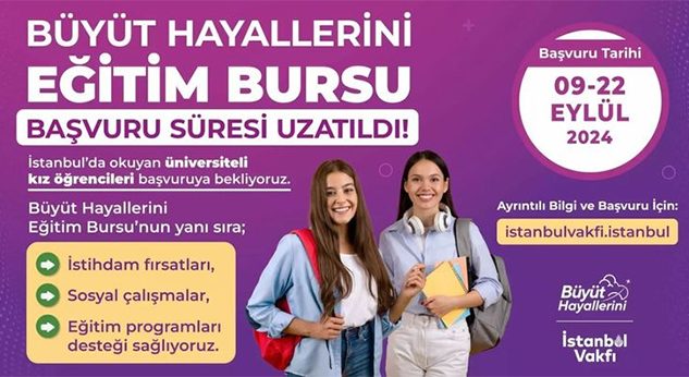 İBB İstanbul Vakfı Büyüt Hayallerini Eğitim Bursu Başvuruları Uzatıldı